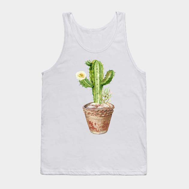 Hand painted Watercolor Cactus in Terracotta pot Tank Top by SouthPrints